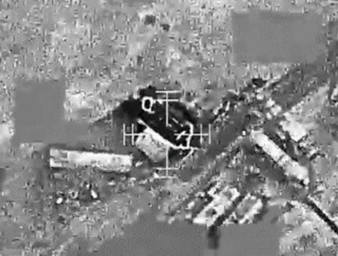 A Houthi missile launch site in Al-Jouf, Yemen, is flattened during a Coalition air strike on January 22, 2022. (Screen grab from UAE Defense Ministry video/file)