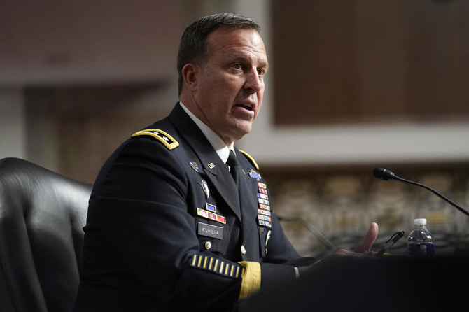 Lt. Gen. Michael E. Kurilla testifies before the Senate Armed Services committee during his confirmation hearing on Capitol Hill in Washington, Tuesday, Feb. 8, 2022, to be general and commander of the US Central Command. (AP)