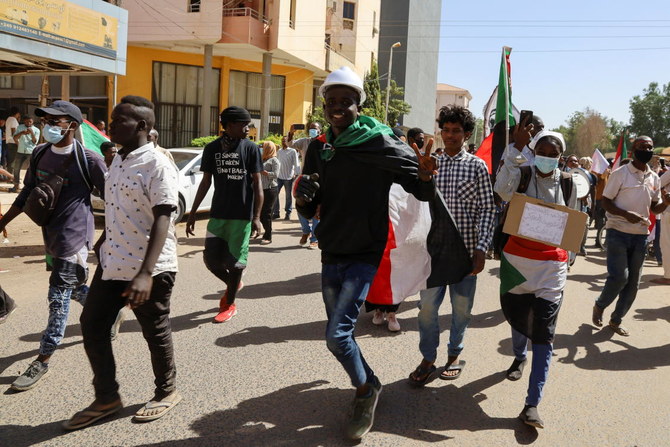 Protesters take part in a march against the military rule in Khartoum on Monday. (Reuters)