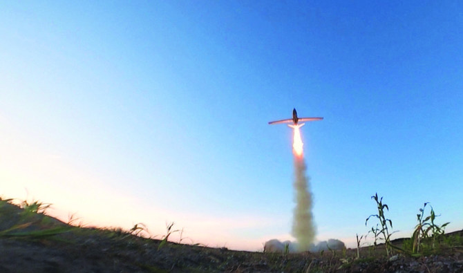A military drone is launched from an unknown location in Yemen in this screengrab obtained from a handout video, on Tuesday. (Reuters)