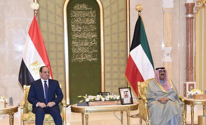 Kuwait’s Crown Prince Sheikh Meshaal Al-Ahmed Al-Jaber Al-Sabah meets Egyptian President Abdel-Fattah El-Sisi. (KUNA)