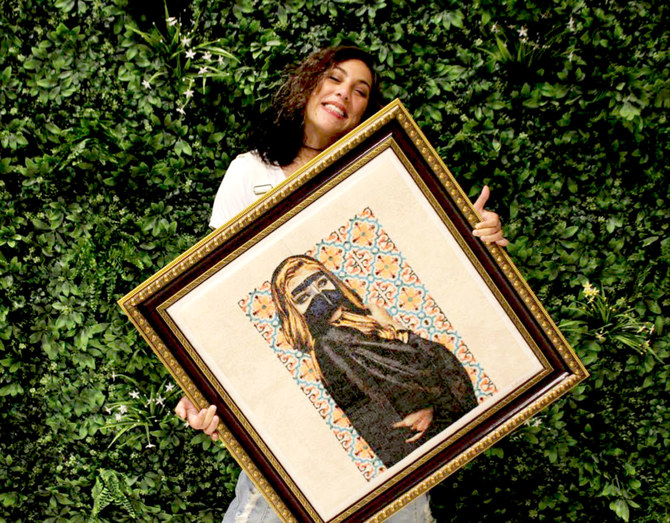 Alaa Al-Sawwaf’s favorite project is ‘Al-Shaikhah,’ a portrait of a woman dressed in traditional Bedouin attire. It took Al-Sawwaf two years to finish it. (Supplied)
