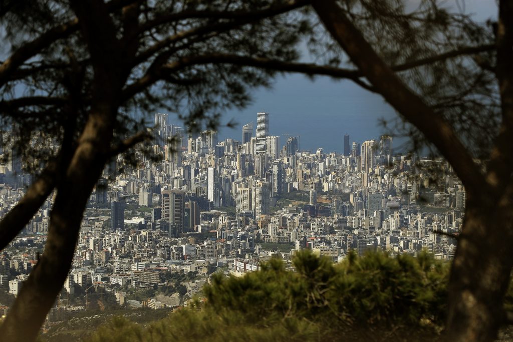 A photograph shows a partial view of Lebanon's capital Beirut with a clear skyline. (AFP)