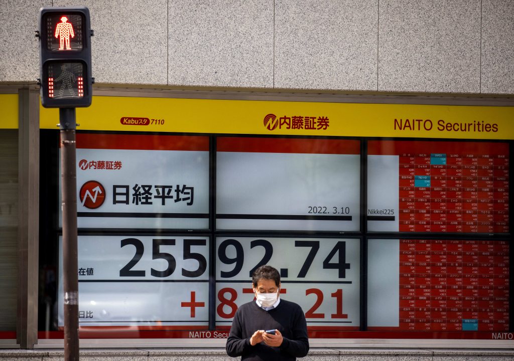 The benchmark Nikkei 225 index closed up 3.00 percent or 816.05 points at 28,040.16. (AFP)
