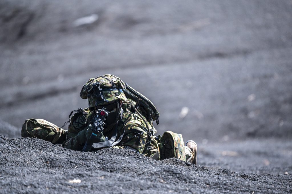 The drills in the foothills of Mount Fuji on Tuesday involved 400 troops from Japan's Amphibious Rapid Deployment Brigade (ARDB), and 600 US marines. (AFP)