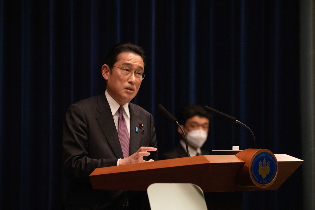 Japanese Prime Minister Fumio Kishida holds a news conference in Tokyo, Japan, March 16, 2022. 