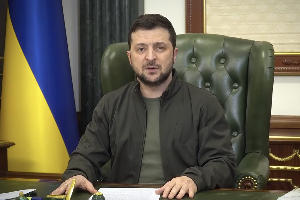 Ukrainian President Volodymyr Zelenskyy speaks from Kyiv, Ukraine. (File photo/Ukrainian Presidential Press Office via AP)