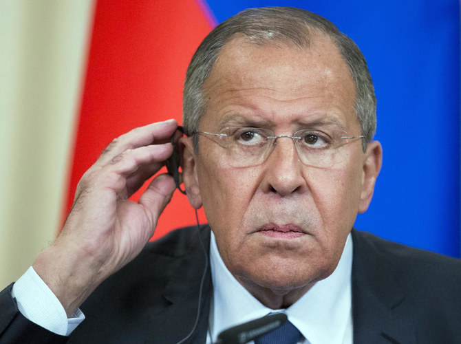 Russia’s Foreign Minister Sergei Lavrov said ‘that the idea of a nuclear war is spinning constantly’ in the heads of Western politicians. (AP)