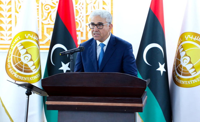 The parliament based in Tobruk in eastern Libya swore in Fathi Bashagha as prime minister. (Media office of the new government via Reuters)