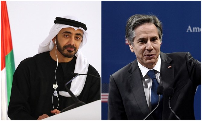 US Secretary of State Antony Blinken spoke to the UAE’s Minister of Foreign Affairs Sheikh Abdullah bin Zayed Al-Nahyan on the phone on Tuesday. (File/AFP)