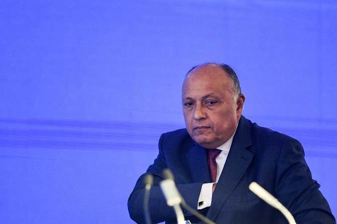Egypt’s Foreign Minister Sameh Shoukry welcomed the recent UN Security Council resolution on Yemen, which included condemning attacks by the Houthi militia against Saudi Arabia and the UAE. (AFP)