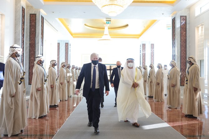 Boris Johnson, the Prime Minister of Britain, arrives in the UAE. (Twitter/@BorisJohnson)