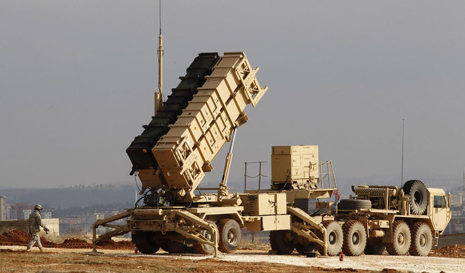 In this undated file photo, a Patriot missile is deployed at a Saudi Air Defense Forces base in Khamis Mushayt, in the southern region of Asir. (File/SPA)