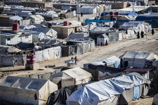 A picture shows the Kurdish-run Al-Hol camp, which holds relatives of suspected Daesh fighters in the Hasakeh governorate. (File/AFP)