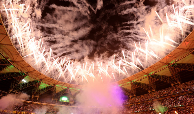 A general view of a fireworks display after the match. (Reuters)