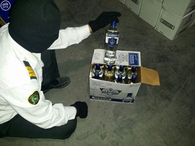 An illegal alcohol shipment seized by Saudi Customs. (SPA)