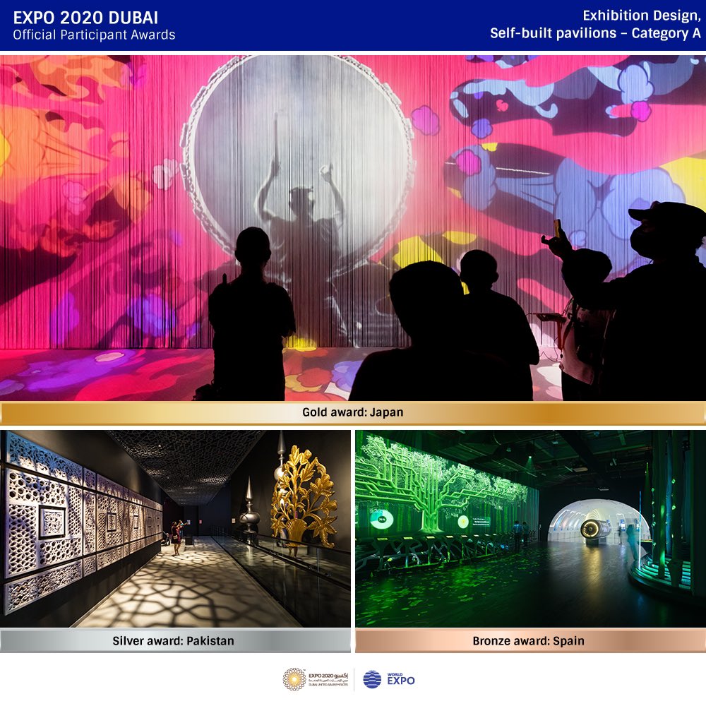 Japan Pavilion wins gold at Expo 2020 Dubai's Official Participant Awards ceremony. (Twitter/@BieParis)