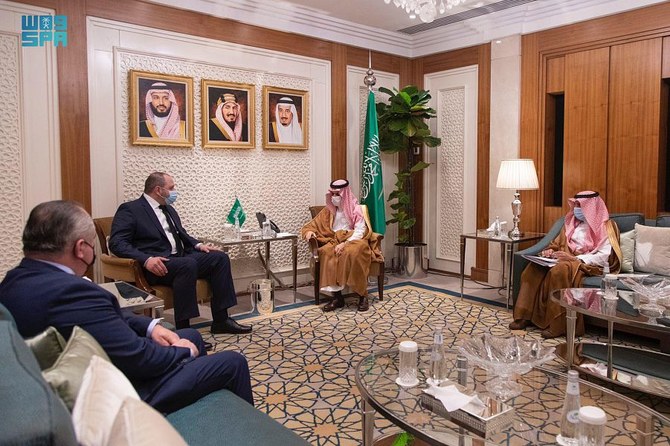 Saudi Foreign Minister Prince Faisal bin Farhan meets with the Special Envoy of the Ukrainian President Bektum Rostam in Riyadh. (SPA)