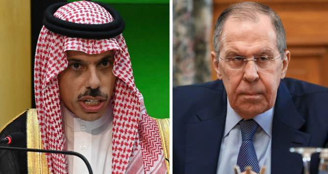 Saudi Foreign Minister Prince Faisal bin Farhan holds a phone call with his Russian counterpart Sergey Lavrov. (AFP)