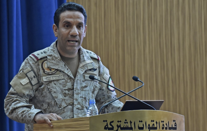 Spokesman for the Coalition to Restore Legitimacy in Yemen Brig. Gen. Turki Al-Maliki. (File/AFP)