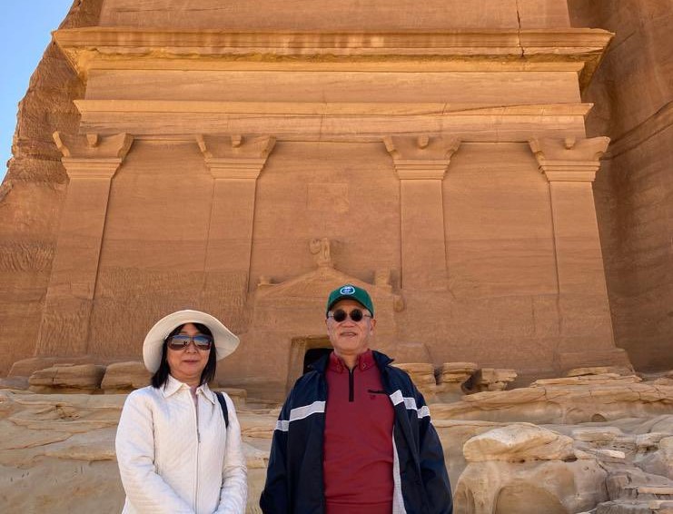 Japan Ambassador to Saudi Arabia IWAI Fumio and his wife at UNESCO's World Heritage site AlUla. (Twitter/@FumioIwai)