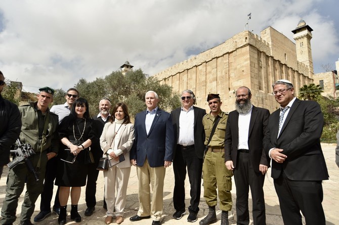 Former US VP Mike Pence outside Hebron’s Tomb of the Patriarchs, March 9, 2022. (Twitter Photo)