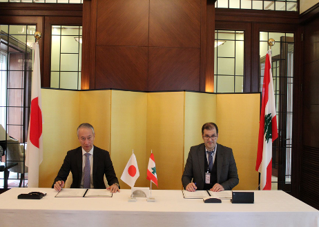 Japan’s Ambassador to Lebanon Takeshi Okubo and the General Manager of LOST, Dr. Ramy Lakkis. (Supplied)