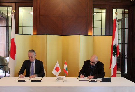 Japan’s Ambassador to Lebanon Takeshi Okubo and the President of URDA Mashhour Moumneh. (Supplied)
