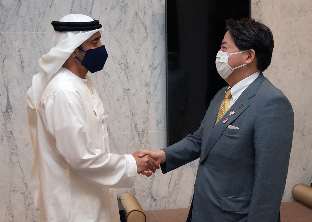 Hayashi visited the UAE on the second and last leg of a short tour to the middle east that started in Turkey a day earlier. (MOFA)