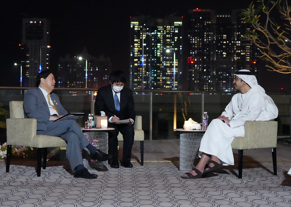 Hayashi visited the UAE on the second and last leg of a short tour to the middle east that started in Turkey a day earlier. (MOFA)