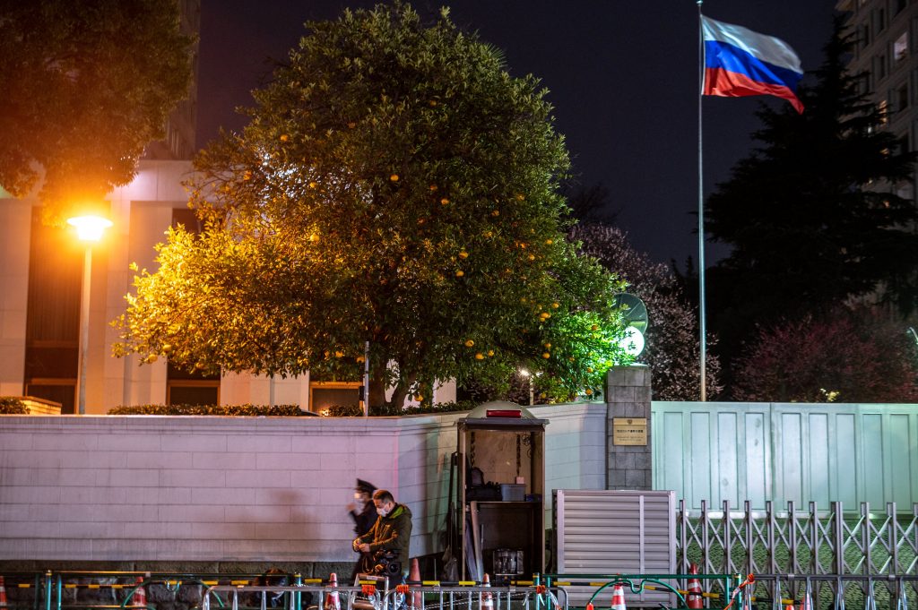 This general view shows the gate at the Russian Embassy in Tokyo. (AFP)