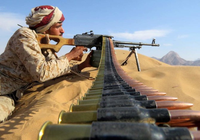 A Yemeni pro-government fighter is pictured during fighting with Houthi rebels on the south frontline of Marib, the last remaining government stronghold in northern Yemen. (File/AFP)