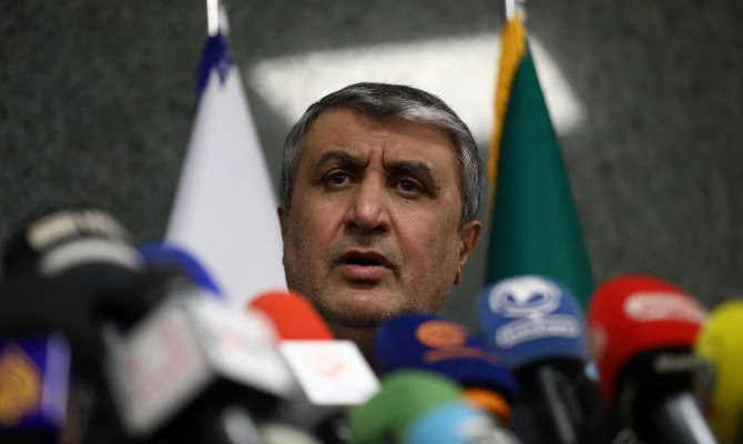 Head of Iran's Atomic Energy Organization Mohammad Eslami looks on during a news conference. (Reuters)