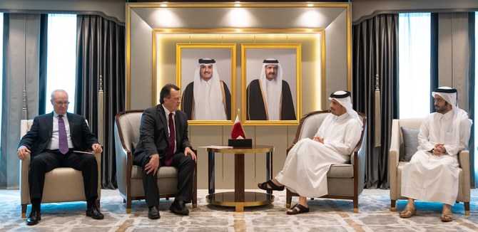 Qatar’s Foreign Minister Sheikh Mohammed bin Abdulrahman meets David Gressly, the UN resident and humanitarian coordinator in Yemen, and US envoy to Yemen Tim Lenderking. (QNA)