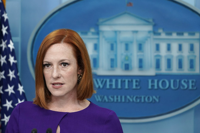White House press secretary Jen Psaki speaks during the daily briefing at the White House in Washington, Tuesday, April 26, 2022. (AP)