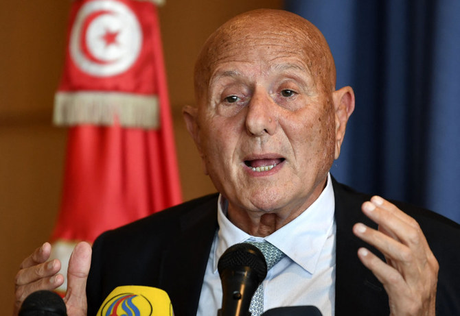 Tunisian politician Ahmed Najib Chebbi announces the launch of the National Salvation Front in Tunis. (AFP)