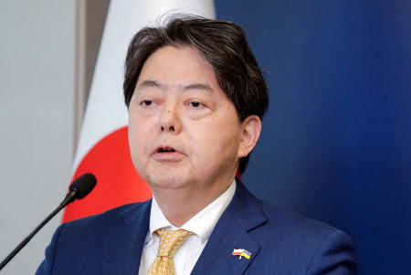 Japanese Foreign Minister Yoshimasa Hayashi will be the first Japanese foreign minister to attend a meeting of NATO foreign ministers. (Reuters)