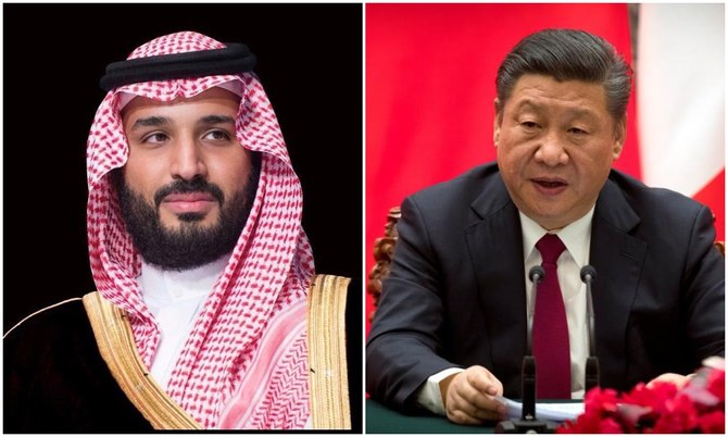 Saudi Arabia's Crown Prince Mohammed bin Salman spoke to the Chinese president Xi Jinping via telephone on Friday. (SPA/Reuters/File Photo)