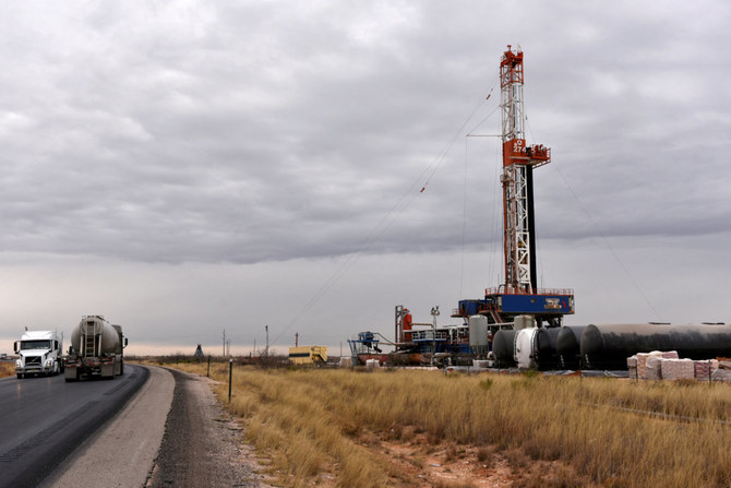 A drilling rig operates in the Permian Basin oil and natural gas production area in Lea County, New Mexico, US, on Feb. 10, 2019. (REUTERS/Nick Oxford/File Photo)