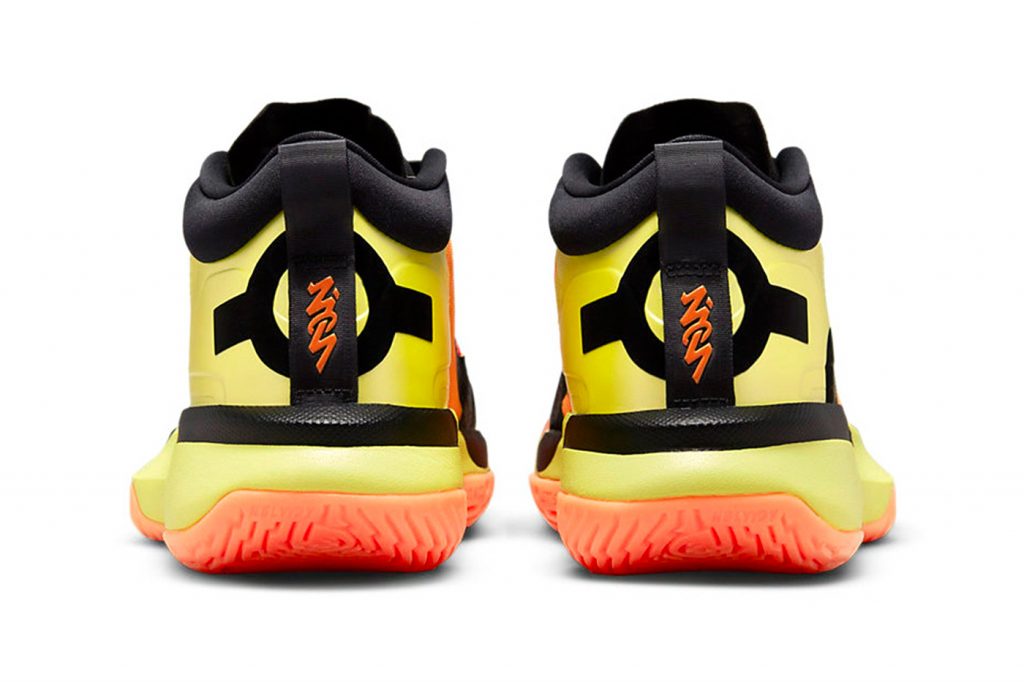 The orange and yellow colourway  of the Zion Williamson x Naruto collection. (Jordan)