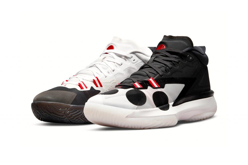 The white and black colour-way  of the Zion Williamson x Naruto collection. (Jordan)