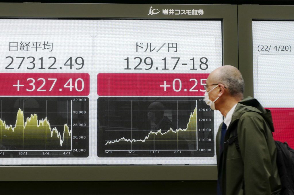 The Nikkei share average erased early gains to close 0.94% lower at 26,748.14. (AFP)