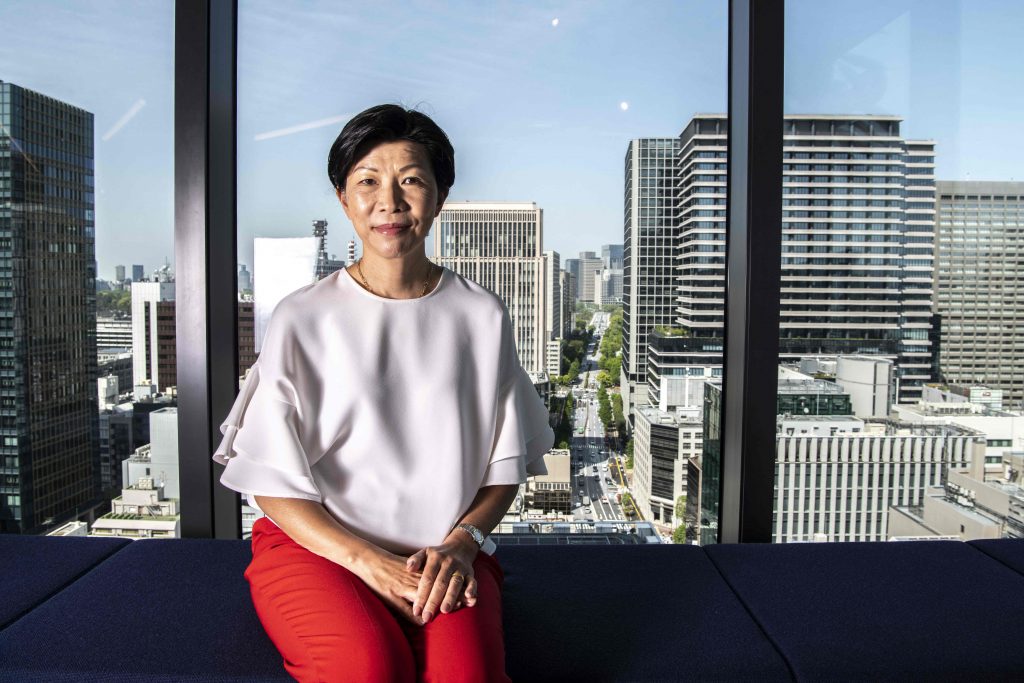 This photo taken on April 25, 2022 shows Kathy Matsui, founder and general partner of MPower Partners, Japan’s first ESG-focused global venture capital fund and famous “Womenomics” advocate in Japan, posing for a picture in Tokyo. (AFP)