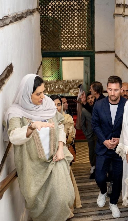 Football legend Lionel Messi’s visit of Jeddah’s historic area is part of efforts to showcase the country’s burgeoning tourism industry. (Saudi Tourism)