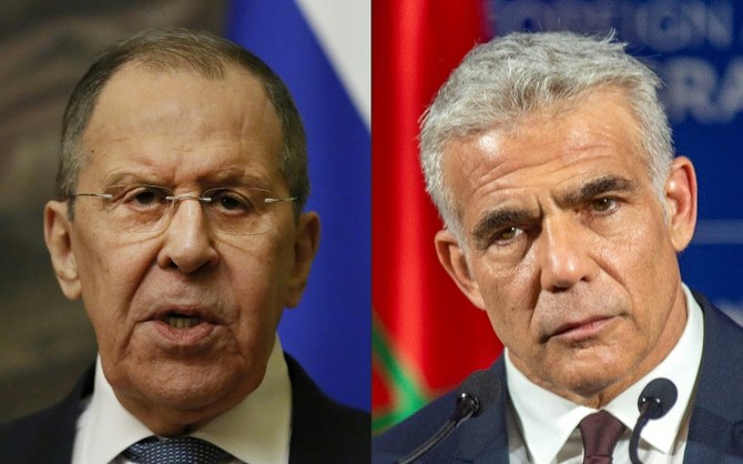Israeli Foreign Minister Yair Lapid described Lavrov’s words as “unforgivable and disgraceful,” and “a grave historical mistake.” (File/AFP)