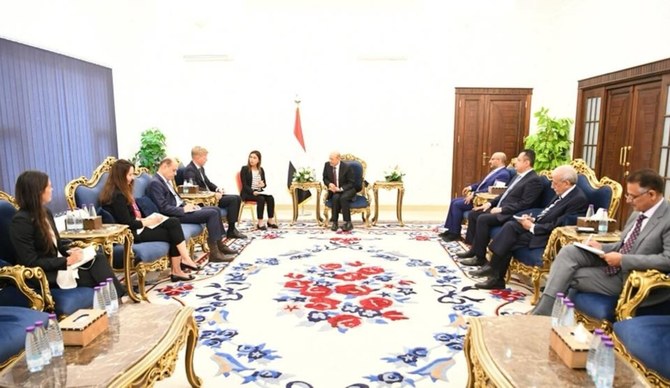 UN Special Envoy for Yemen, Hans Grundberg, meets with members of the Presidential Leadership Council in Aden. (Government of Yemen)