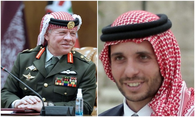 Jordan’s King Abdullah and Prince Hamzah. (File/AFP)