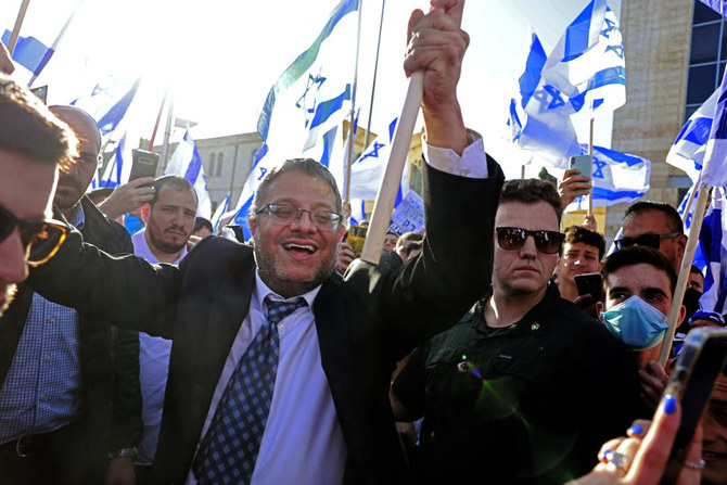 Itamar Ben-Gvir, leader of a small ultranationalist opposition party in party and a follower of the late racist rabbi, Meir Kahane, entered the compound early Sunday. (AFP)