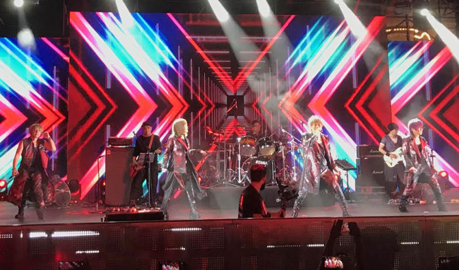 The Japanese band JAM Project’s performance was part of the activities held at the Anime Village zone at City Walk in Jeddah on Friday. (Supplied)