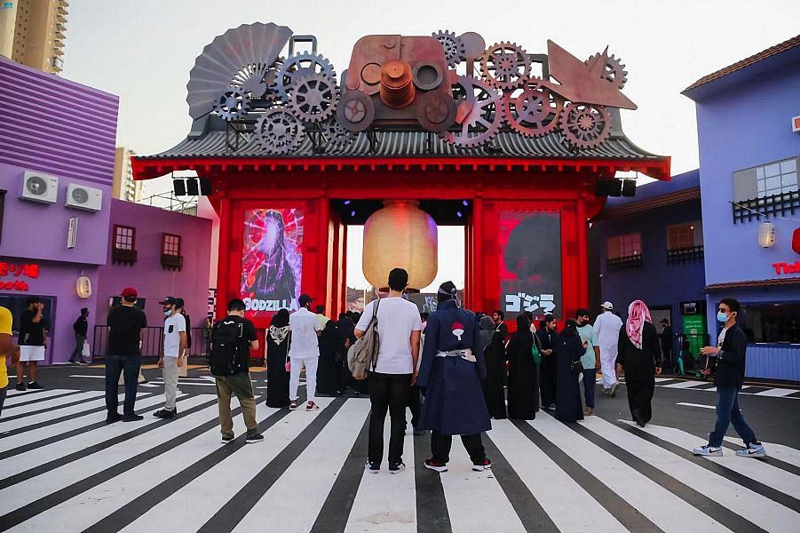 Fans of anime gathering at the launch of “Anime Village” in Jeddah Season 2022. (SPA)